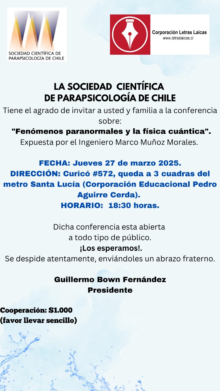 Conferencia "Fenómenos paranormales y la física cuántica"
