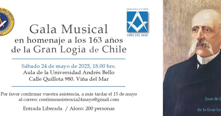 V REGIÓN CONMEMORARÁ CON GALA MUSICAL LOS 163 AÑOS DE LA GRAN LOGIA DE CHILE