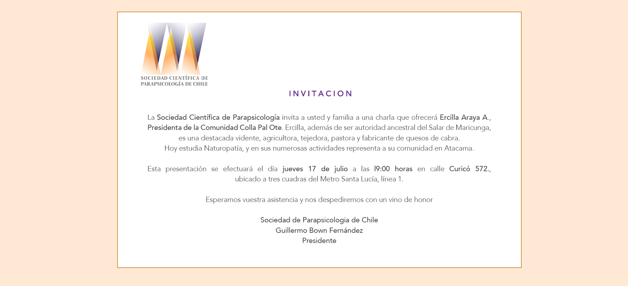 Invitación a charla